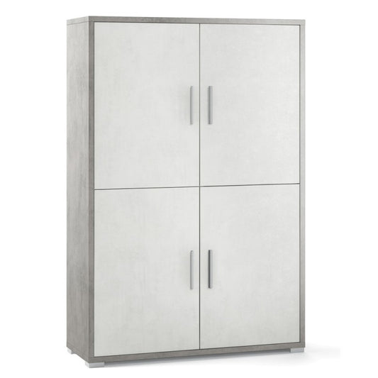 Credenza quattro ante quattro ripiani in legno Cemento Bianco 108x41x h161 cm