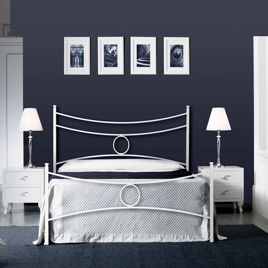 Letto in ferro una piazza e mezza con pediera Bianco CONCA 126x208x h117 cm