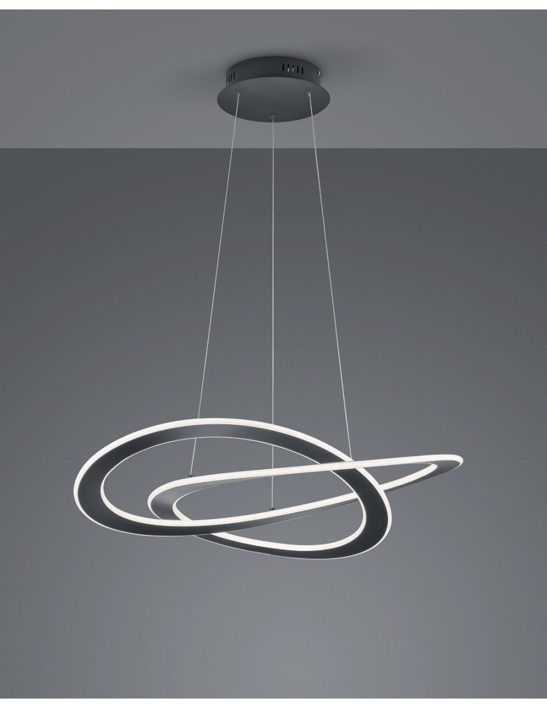 Sospensione Moderna 2 Cerchi Led Oakland Antracite Trio Lighting