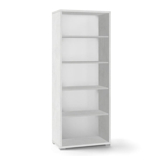 Libreria moderna in legno Bianco Ossido quattro ripiani 71x41x h182 cm