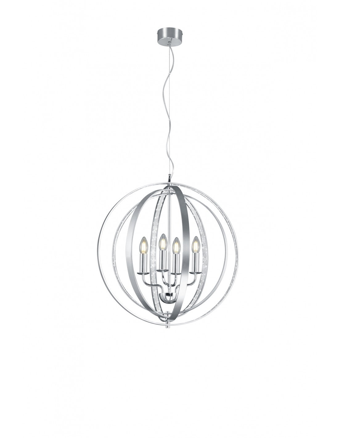 Sospensione 4 Luci Candela Cerchi Alluminio Trio Lighting