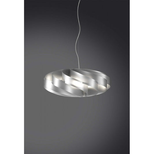 Lampadario a sospensione Flat 3 luci argento 70x70xh.34 cm