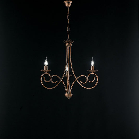 Lampadario a sospensione in ferro Nero DECO Rame tre luci 50x h60 cm