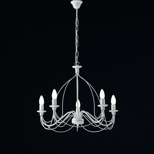 Lampadario in ferro Bianco shabby cinque luci 61x h45 cm