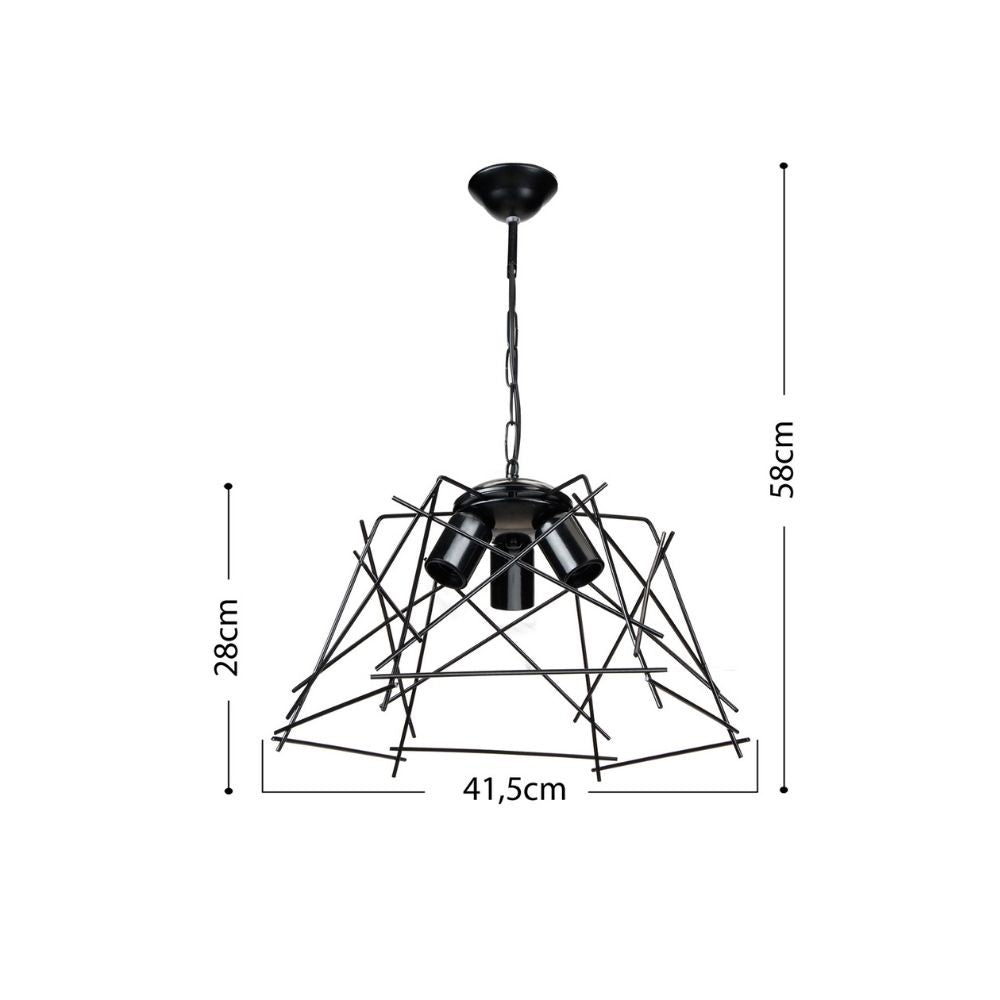 Lampada a sospensione Tena MDL3854 luci in metallo nero asimmetrico EFFEZ