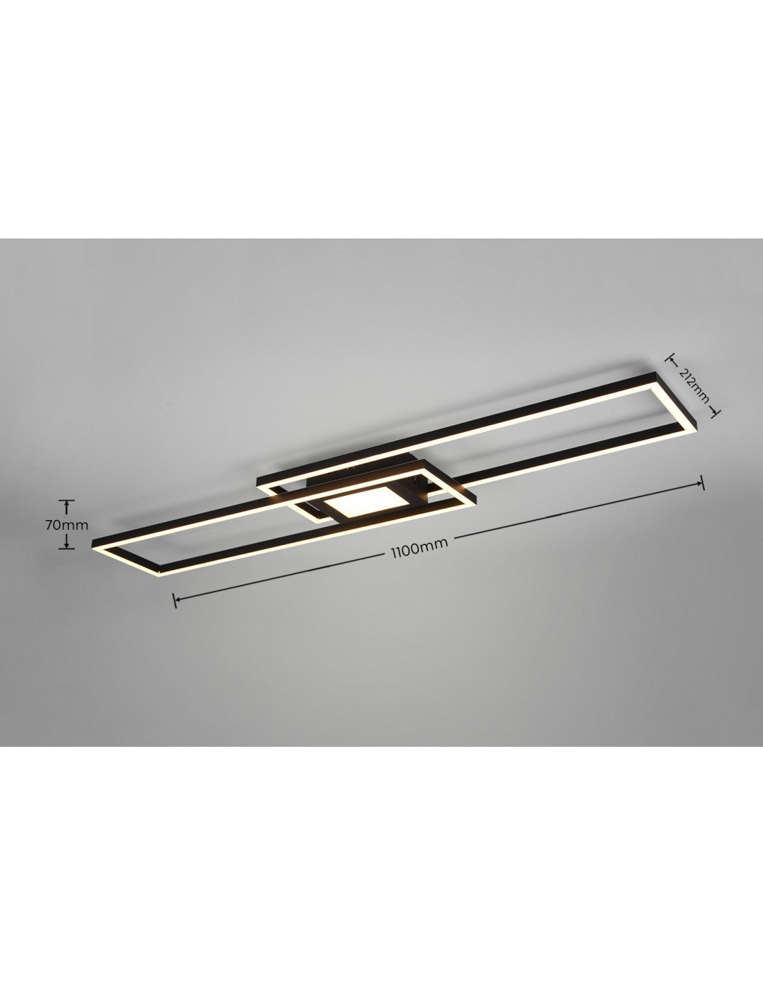 Lampadario Plafoniera Rettangoli Doppia Emissione Led Ganado Nero Trio Lighting