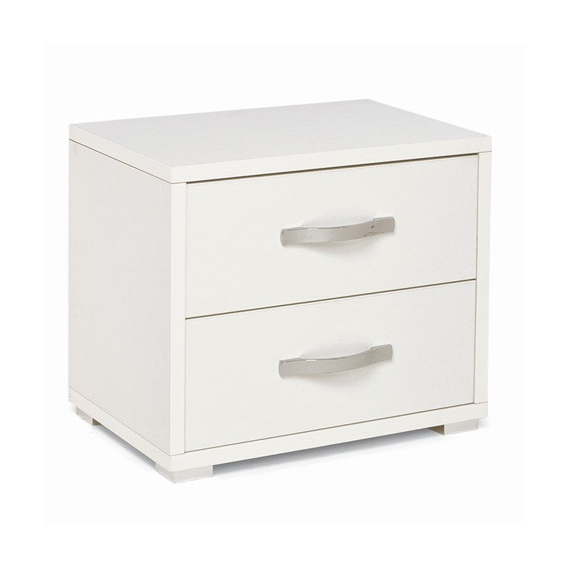 Comodino con 2  cassetti bianco frassinato in legno nobilitato 36x52xH 43
