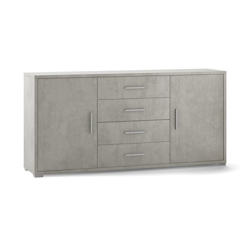 Sideboard with two doors and four drawers Beton Cemento 174x41x h84 cm