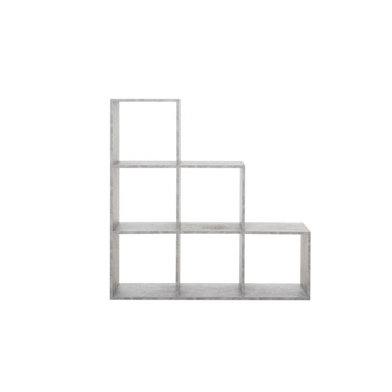 Libreria scaffale 6 scomparti colore cemento 116x33xh.118 cm