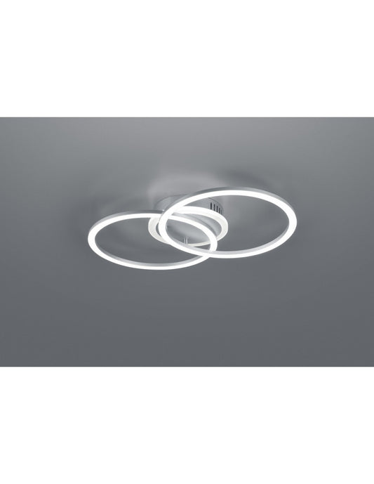 Plafoniera Venida Doppio Cerchio Alluminio Led 25w Dimmerabile L50 cm Trio Lighting