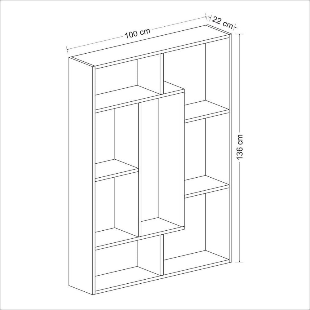 Libreria Liam bianca dettaglio geometrico noce 100x136h