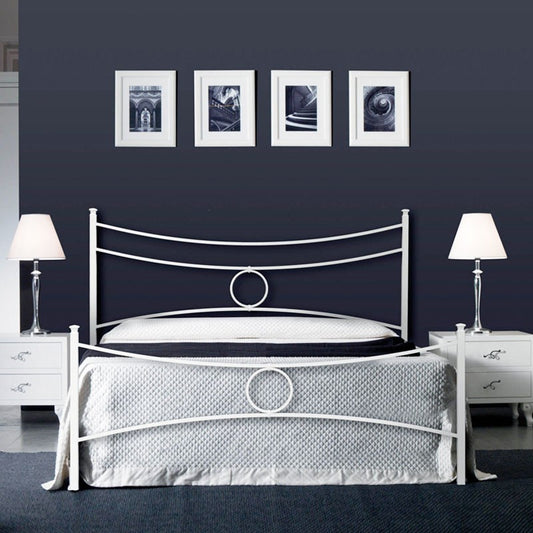 Letto in ferro matrimoniale con pediera Bianco CONCA 166x208x h117 cm