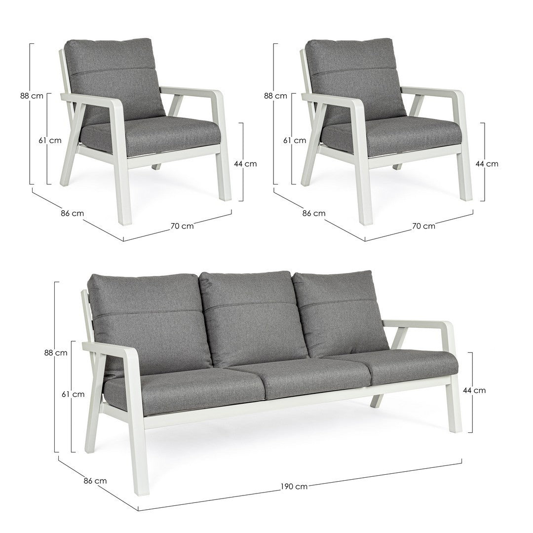 Set salotto 3 pz con cuscini Truman Lunar