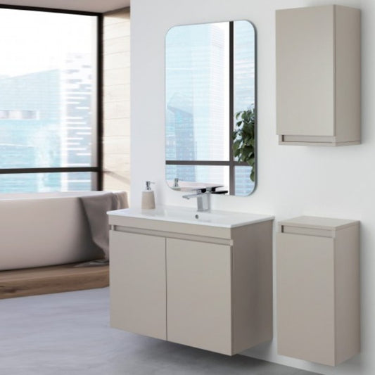 Composizione bagno a sospensione  SLIM Linea Pastello colore Tortora 80x37x h69 cm