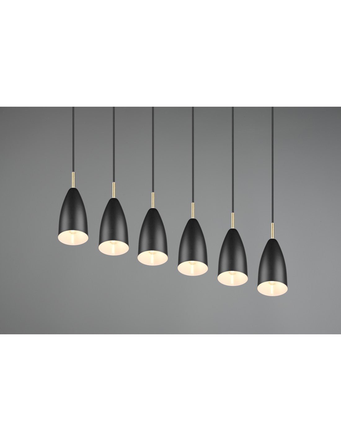 Grande Sospensione Lineare Isola Farin 6 Luci Nero Trio Lighting