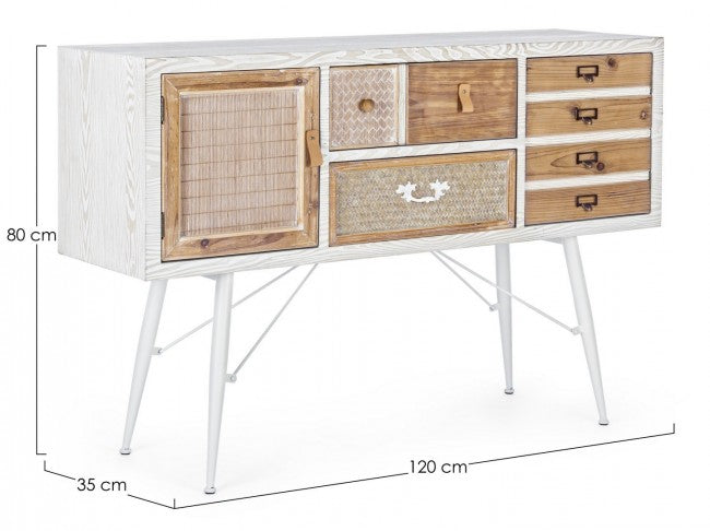 Credenza 2 ante 2 cassetti Eloise in legno naturale 80h cm