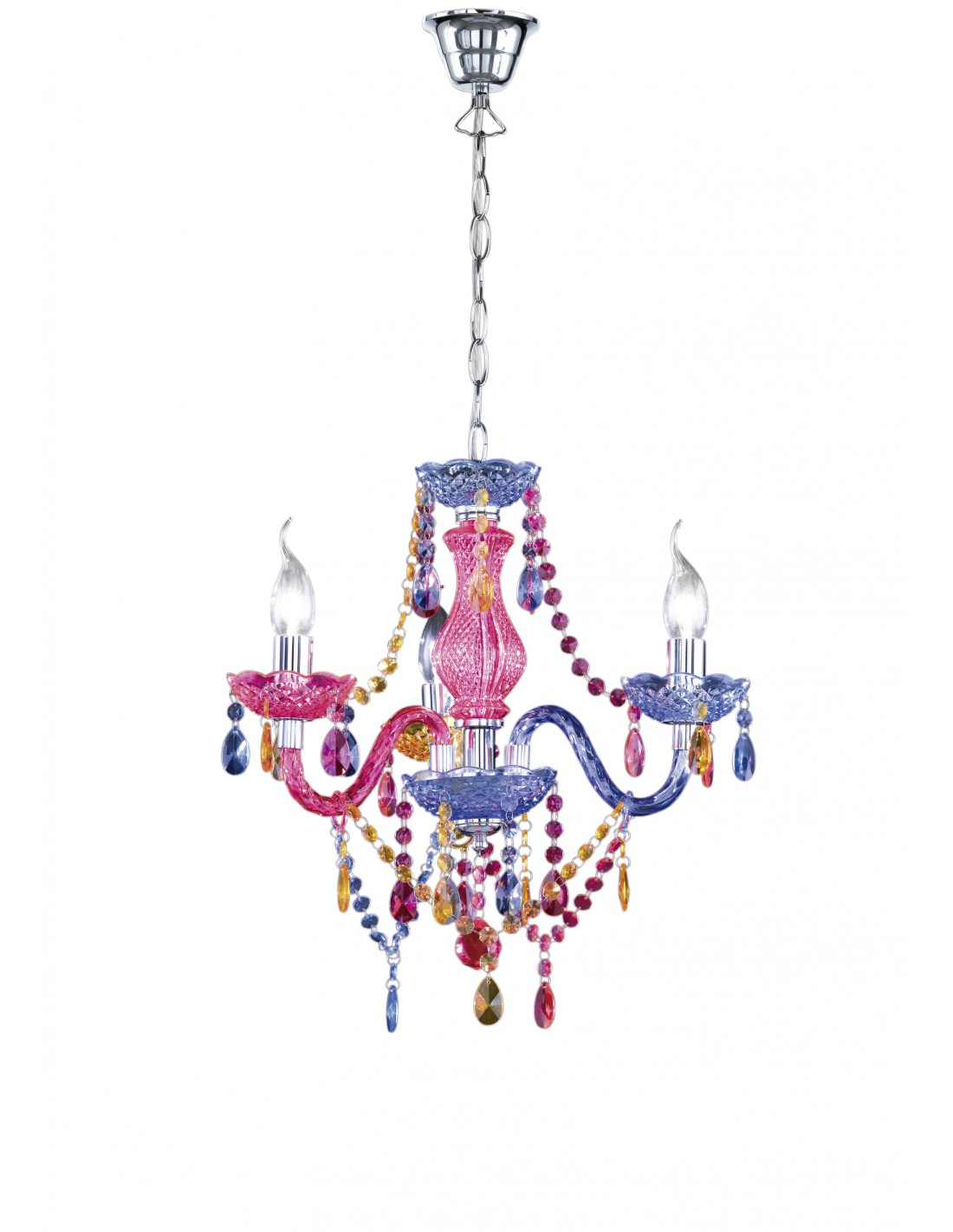 Lampadario 3 Bracci Lüster Multicolor Pendenti Decorativi Trio Lighting