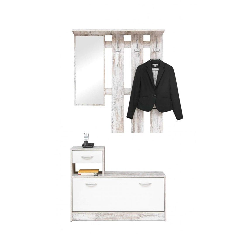Mobile guardaroba da ingresso vintage bianco 100x25xh.180 cm