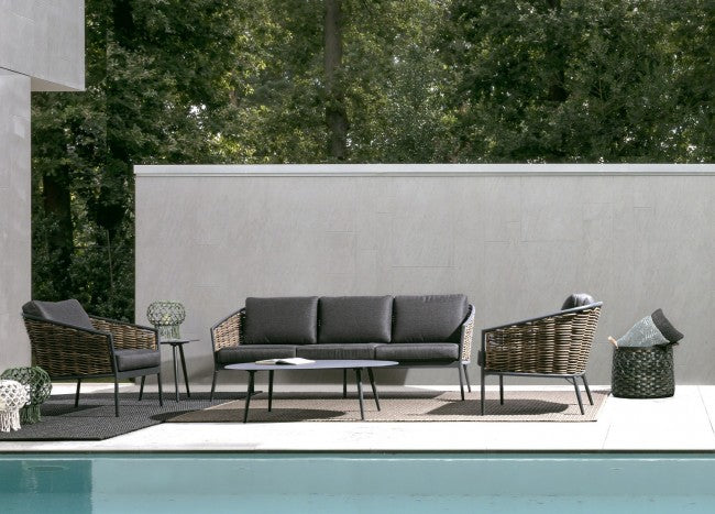 Tavolino per esterno in alluminio Antracite RIDLEY 120x75x h36 cm