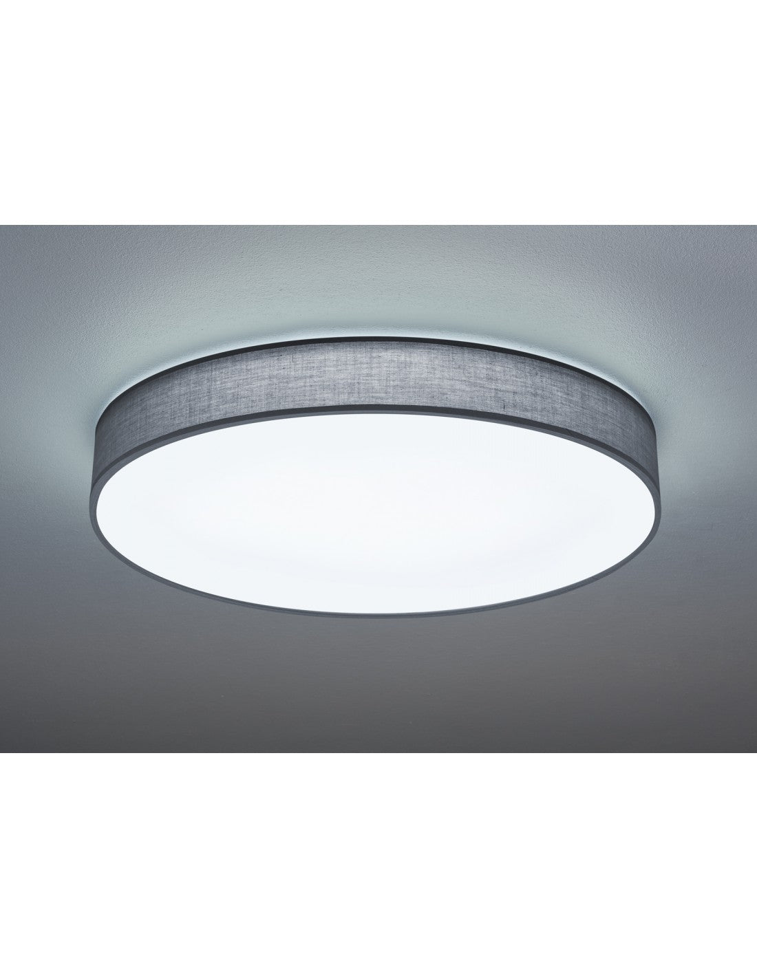 Grande Plafoniera Led Paralume Tessuto Grigio Lugano Ø75 cm Trio Lighting