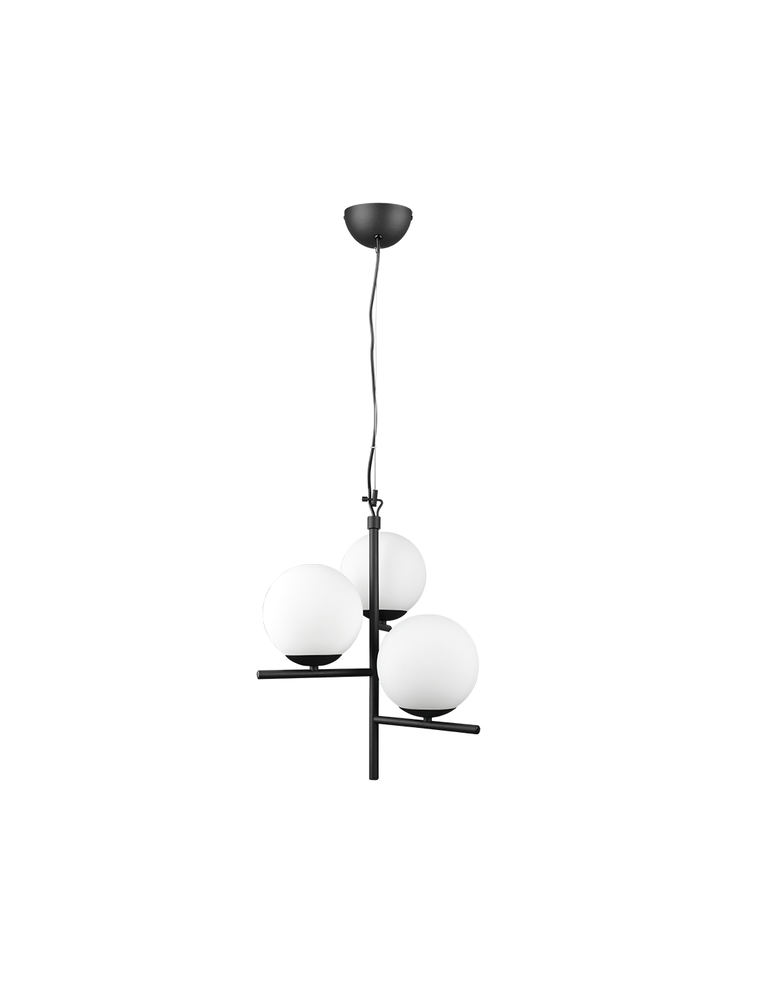 Lampadario Sospensione Nero 3 Sfere Vetro Bianco Pure Trio Lighting