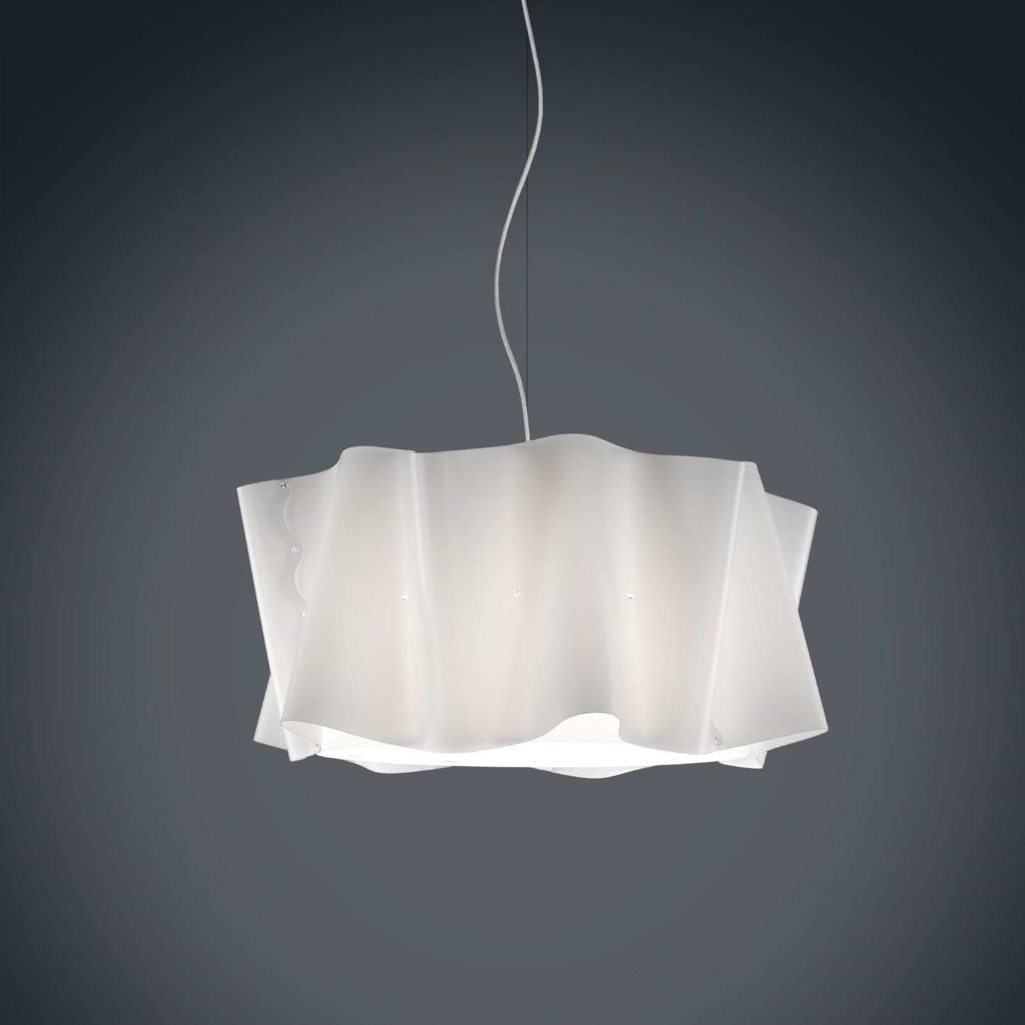 Sospensione Bianco in Metallo Cromato Cm. 50 x 27h