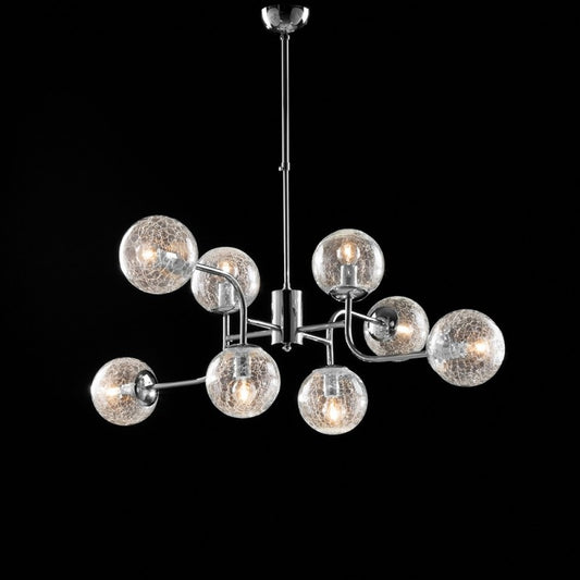 Lampadario moderno in ferro cromo lucido 8 luci cm 93