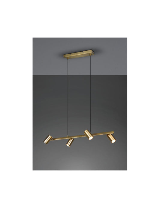 Sospensione 4 Faretti GU10 Orientabili Marley Ottone Invecchiato Trio Lighting