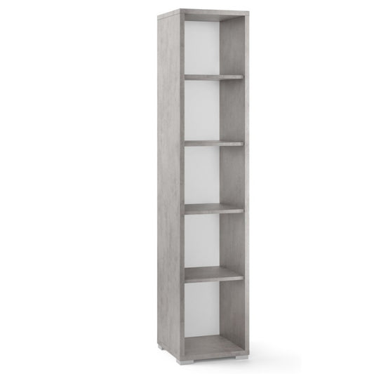 Libreria moderna stretta in legno Beton Cemento quattro ripiani 39x41x h182 cm