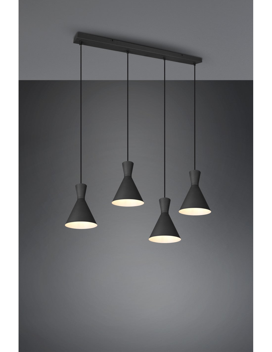 Sospensione Lineare Enzo 4xE27 Nero Opaco Trio Lighting