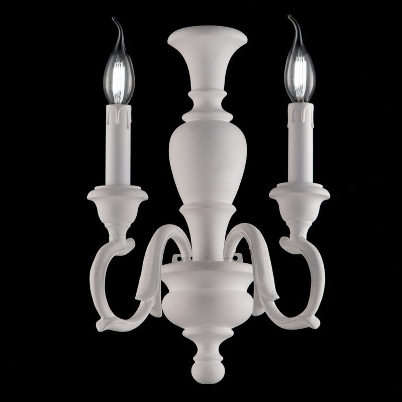 Applique in legno Bianco Shabby due luci 25x h40 cm