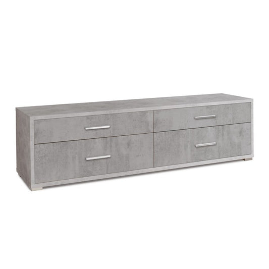 Low TV cabinet in wood with four drawers Beton Cemento 179x47x h50 cm