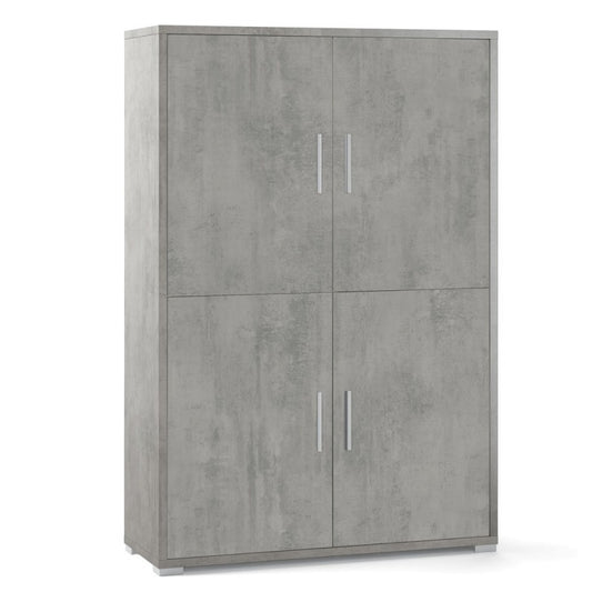 Credenza quattro ante quattro ripiani in legno Beton Cemento 108x41x h161 cm