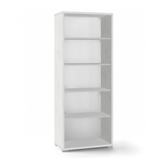 Libreria alta moderna in legno Bianco Ossido quattro ripiani 71x41x h199 cm