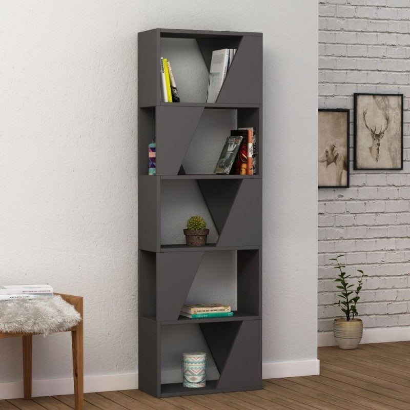 Libreria antracite 5 ripiani Frame 54xx24xh.168 cm