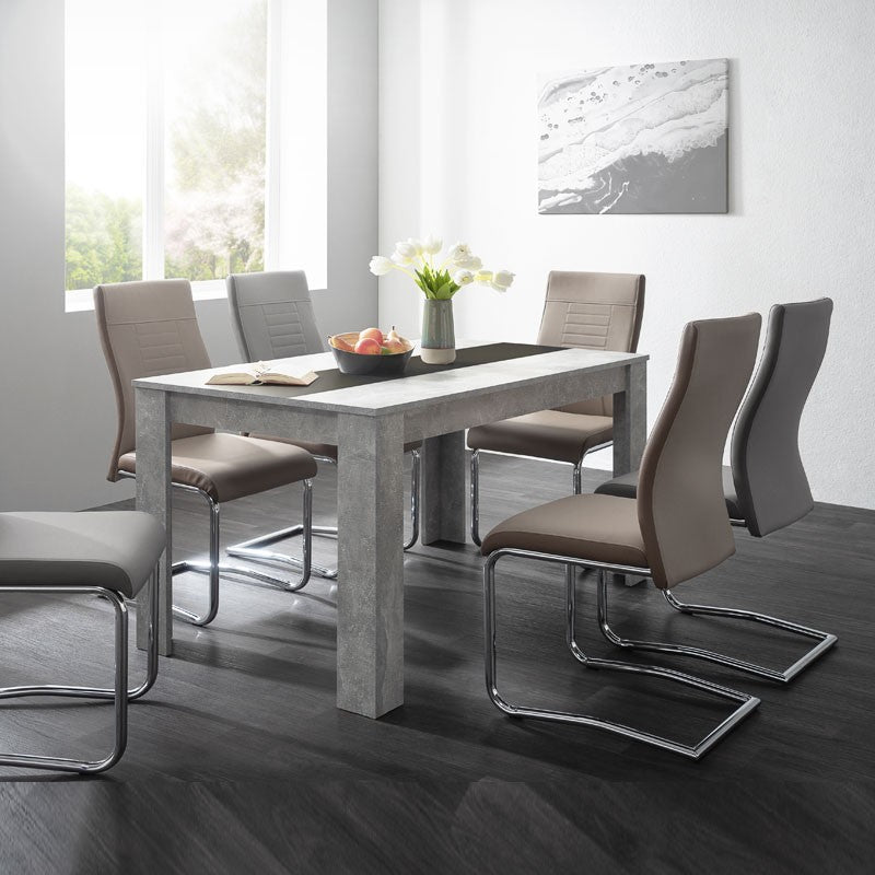 Tavolo da pranzo colore cemento inserto nero o bianco reversibile 138x80xh.74 cm