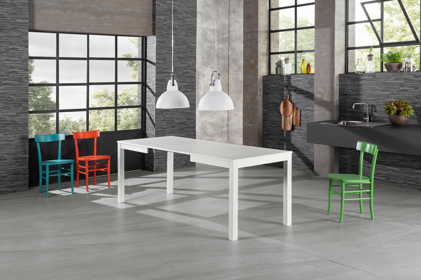 Tavolo allungabile in melaminico bianco 130/210x80x76h cm