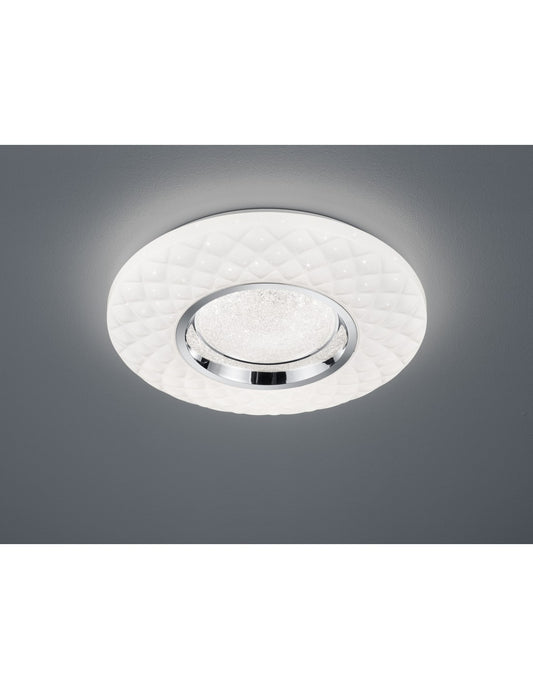 Plafoniera Moderna Led Dimmer Magnolia Bianco Decori Rombo Ø39 cm Trio Lighting