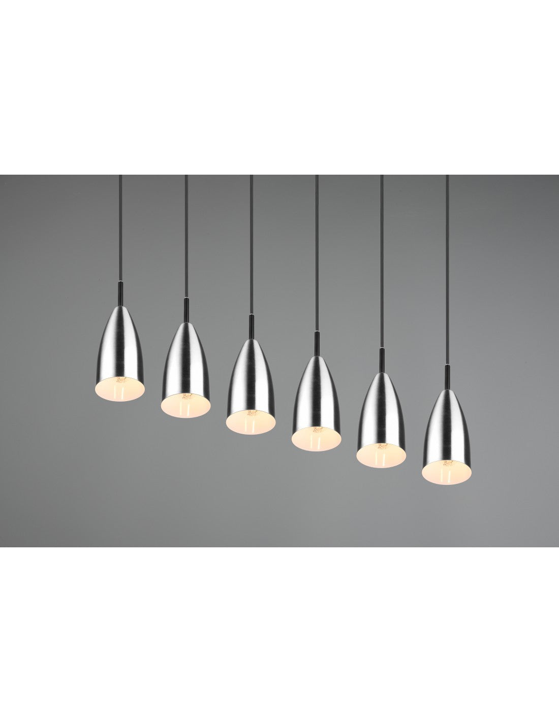 Grande Lampadario Lineare Isola Farin 6 Luci Nichel Trio Lighting