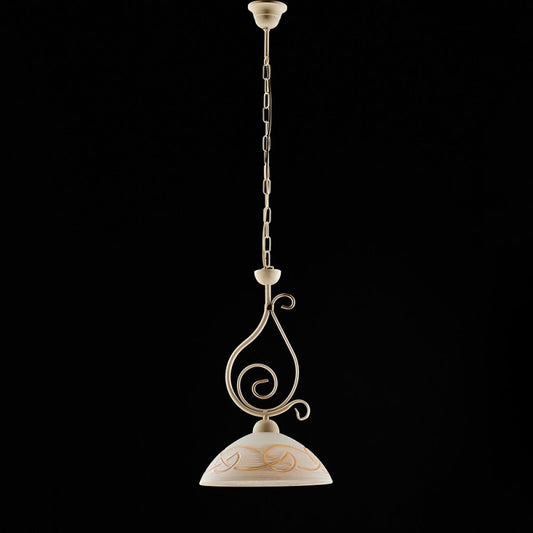 Lampadario in ferro Avorio Decape rifinitura Oro una luce 30x h51 cm