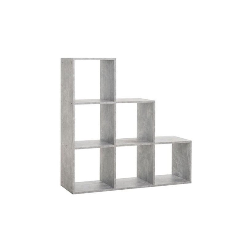 Libreria scaffale 6 scomparti colore cemento 116x33xh.118 cm