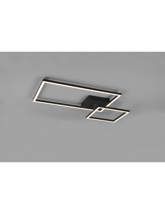Plafoniera Da Soffitto Squadrata Orientabile Led Dimmer Padella Nero Trio Lighting