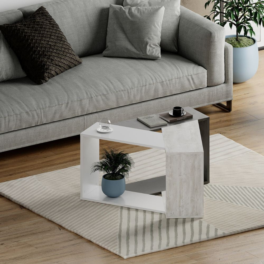 Tavolo da salotto Trio colore cemento bianco EFFEZ
