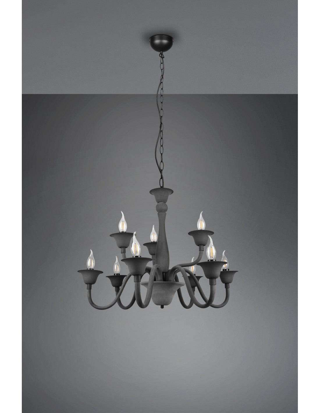 Lampadario Salone 9 Luci Nero Con Catena Elsa Trio Lighting