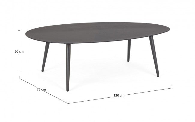 Tavolino per esterno in alluminio Antracite RIDLEY 120x75x h36 cm
