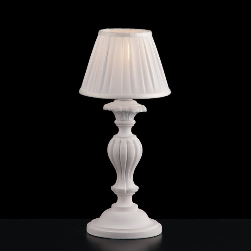 Lume comodino legno e pasta di legno bianco shabby 1 luce