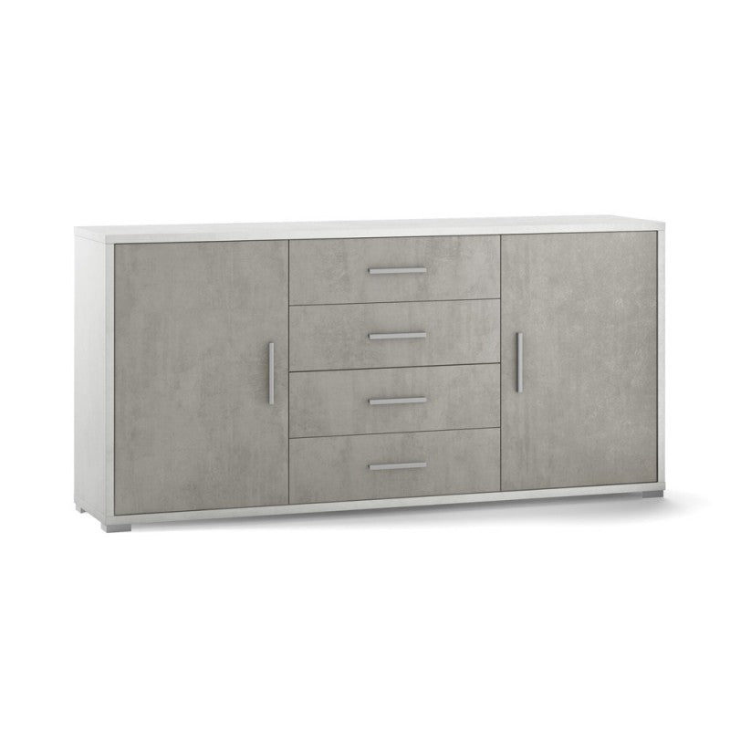 Sideboard with two doors and four drawers White Cement 174x41x h84 cm