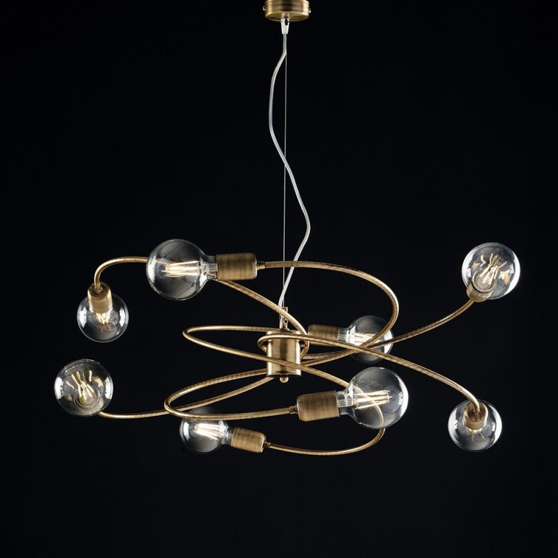Lampadario a sospensione in ferro Bronzo Spazzolato otto luci 70x h33 cm