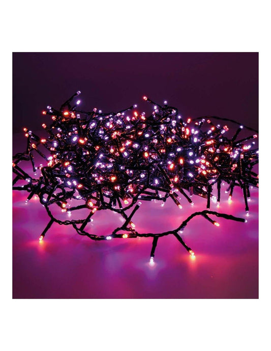 Ghirlanda Lampeggiante a LED Viola e Arancione da 16m per Esterno - Timer 8 Ore, 8 Funzioni