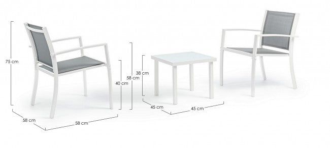 Set 3 pezzi da giardino salotto in metallo Auri bianco